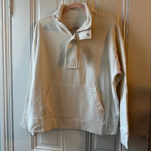 NWT Cream Quarter Zip with Gold Hardware